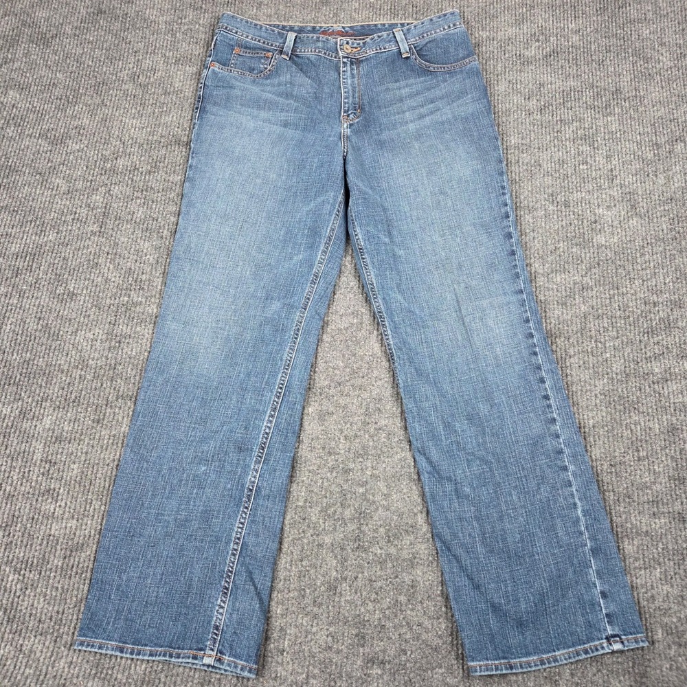 Eddie Bauer Womens Blue Straight Leg‎ Stretch Denim Jeans Size 12S Medium Wash